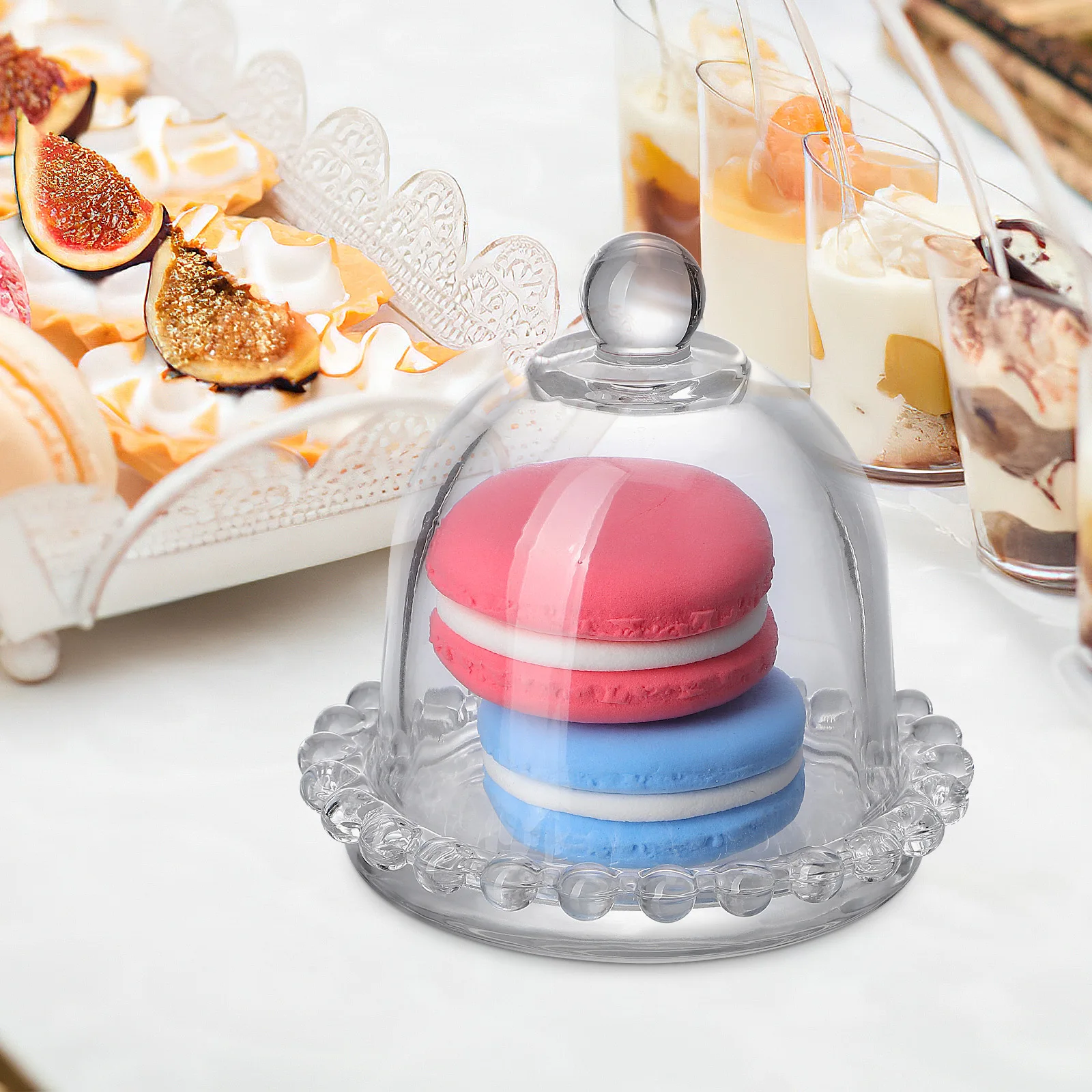 

5Pcs Transparent Thick Glass Cake Cover Portable Dome Kitchen Display for Dessert Party Use Cake Cover