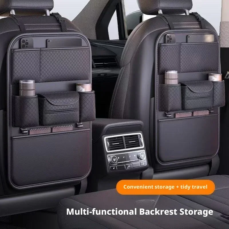 Large Capacity Car Seat Back Organizer Multi‑Pocket Backseat Storage Bag PU Leather with Universal Car Interior Accessories