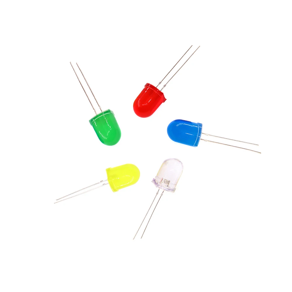 10 Stücke 10mm Runde Top Ultra Super Helle Emittierende Diode LED Weiß Rot Grün Blau Gelb UV Rosa Orange Dome Licht Diode Lampe