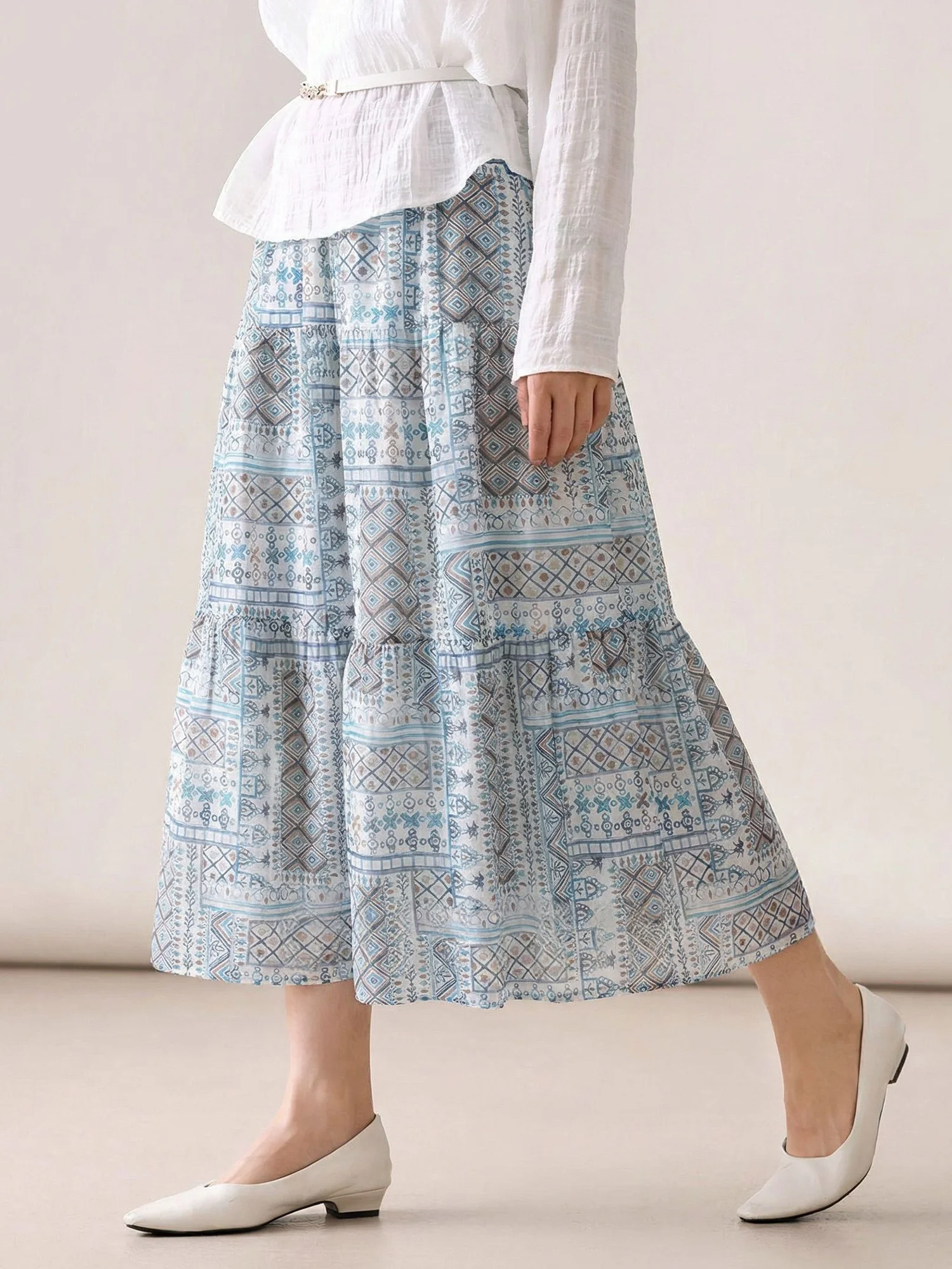 

Женская хлопковая юбка с высокой талией и принтом, свободного кроя, летняя, модная, повседневная, прямого силуэта, А-образная