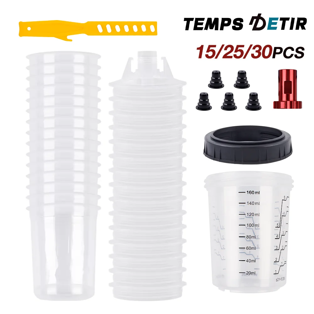 

160ML Spray Gun Paint Mixing Cup Spray Gun Tank Disposable Plastic Paint Measuring Cups with Adapter, for Liquids, Paints, Resin