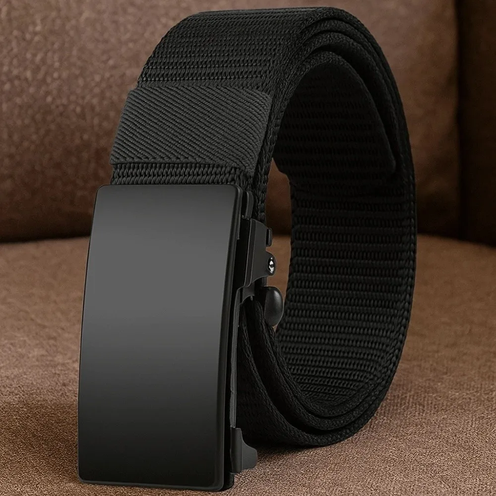 الكلاسيكية سبيكة الرجال حزام نايلون الملمس التلقائي مشبك القماش حزام بلون دائم قوي القماش حزام الطلاب