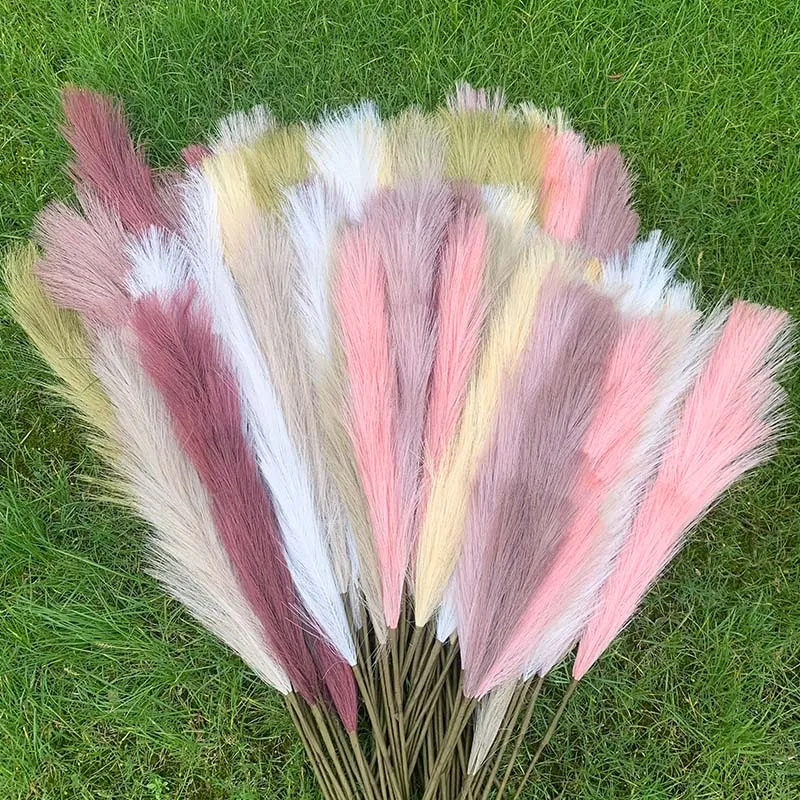 1pc 85cm Tall Artificial Pampas Grass 12 Forks Feather Faux Bulrush Reed Fake Phragmites Plant for Wedding Home Vase Decoration