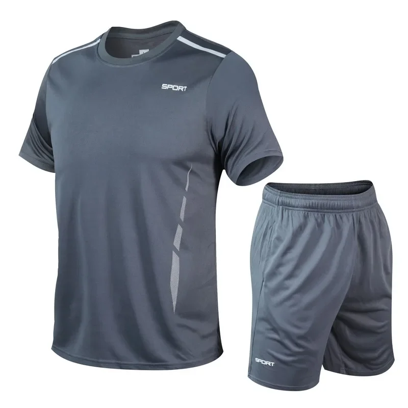 

Men's Quick Drying Running Sets Breathable Hiking Fishing T-Shirt Short Soft Elasticity Gym Fitness Suits Outdoor Sports