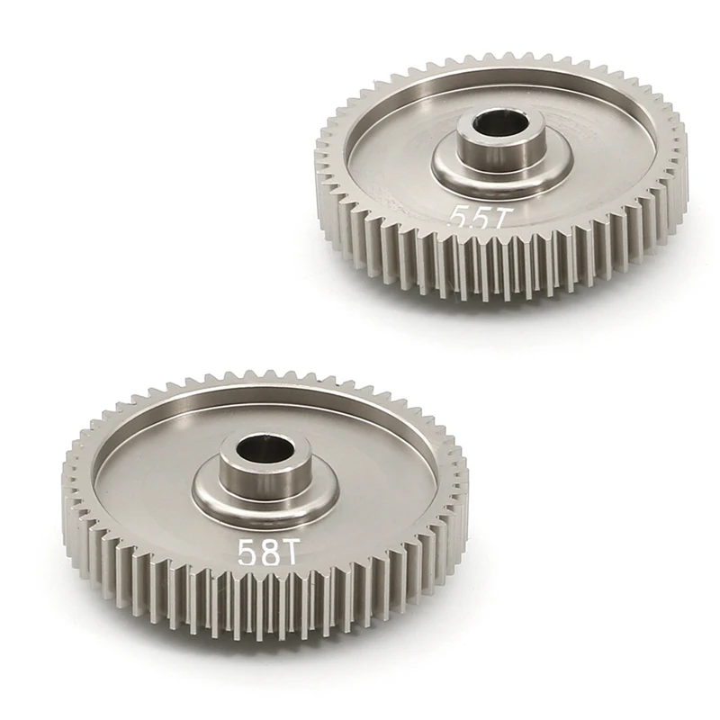 2 pièces RC voiture mise à niveau haute vitesse Spur Gear 51004 53665 55T 58T pour TAMIYA TT01 TT-01 1/10 RC voiture mise à niveau pièces