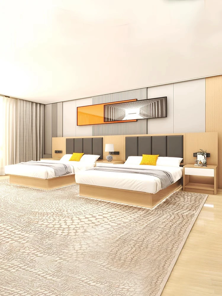 

Hotel Furniture Standard Room Full Set Customized Chain Apartment Single Double Bed Homestay Room Hotel Hotel Special Bed