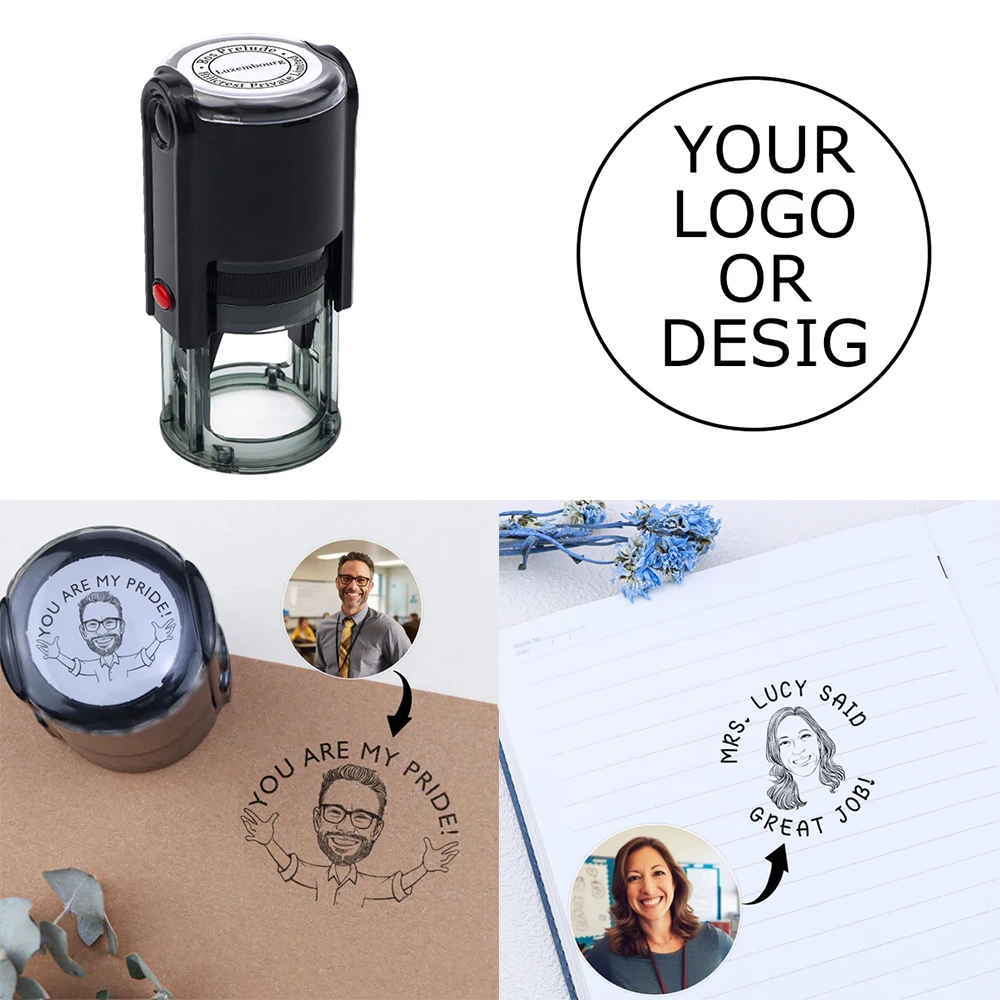 

Custom Self-Inking Stamp DIY Animals Flowers Press-type Inking Stamp for Wedding Invitation Envelope Card 3cm Personalized Logo