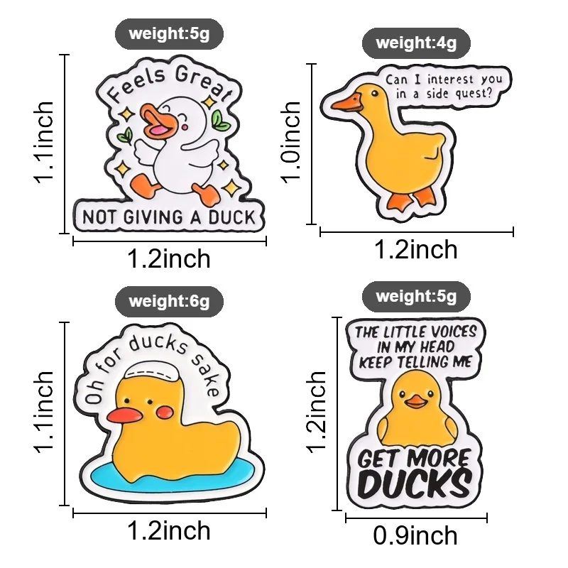 Cute Cartoon Yellow Duck Badge, Funny Humorous Text Quote Enamel Pin, Fashion Accessory, Gift for Yellow Duck Lovers