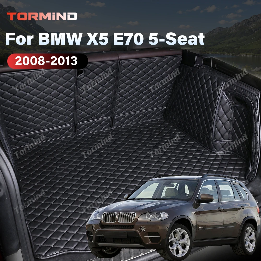 Tormind For BMW X5 E70 5-Seat 2008-2013 12 Car Trunk Mats Carpet Cargo Liner Car Backrest Pad Interior Accessories Protector