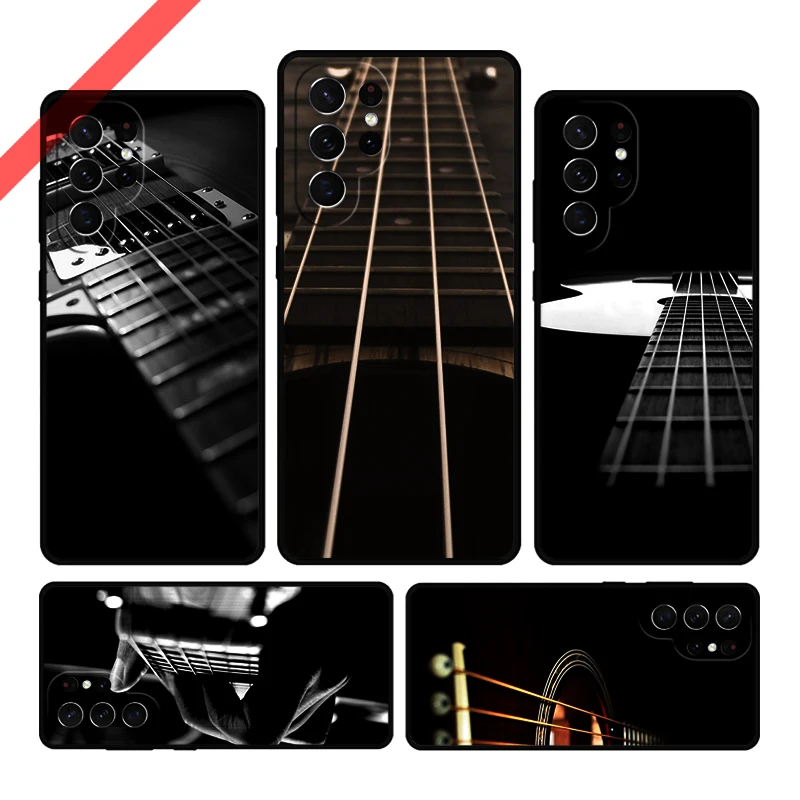 Wood Acoustic Electric Guitar Phone Case For Samsung Galaxy S20 FE S21 S10 S23 Plus S24 S22 Ultra Note20 Note10 S9 S8 Cover