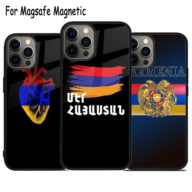 

Armenia Map Colors Wireless Charge Magsafe Phone Case For iPhone 15 16 14 13 11 12 Pro Max Plus Magnetic Bumper Cover