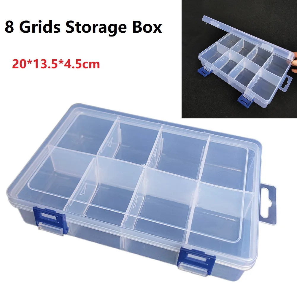 1 Pcs  Adjustable  8 Grids Compartment Plastic  Jewelry Storage Box Screw  Holder Case Display  Organizer Container