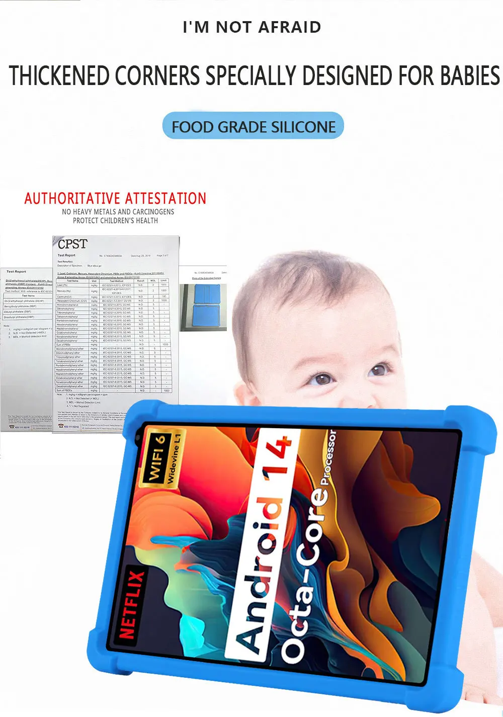 Silikonhülle für URAO C107 HiGrace C107 10,1 Zoll Tablet, stoßfeste Schutzhülle, TPU-Ganzkörper-Fallschutz – Detail 4