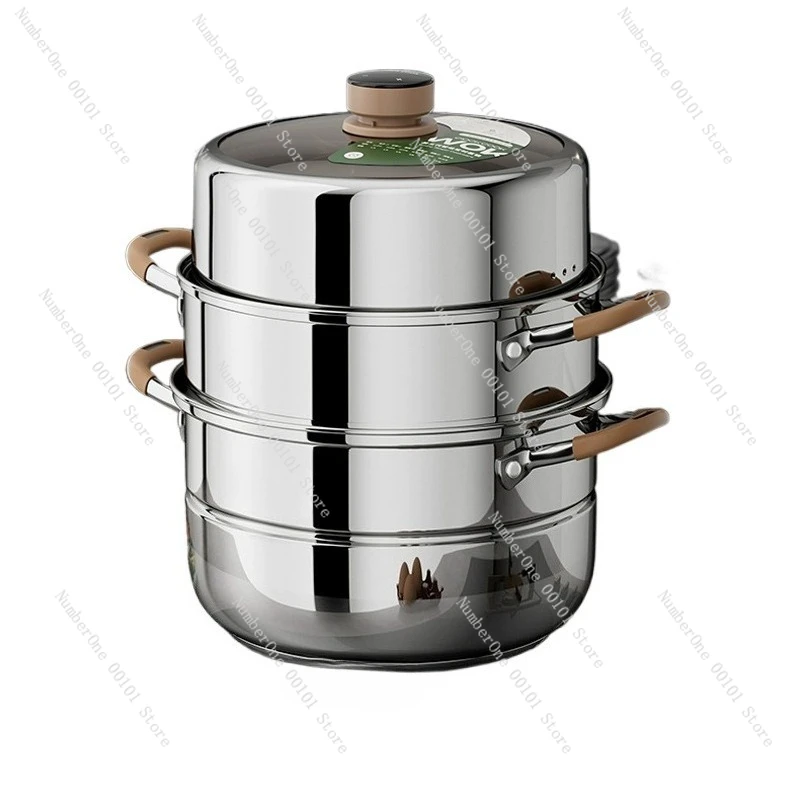 

316 stainless steel steamer | Household timing induction cooker for gas, large capacity double three-layer steamer