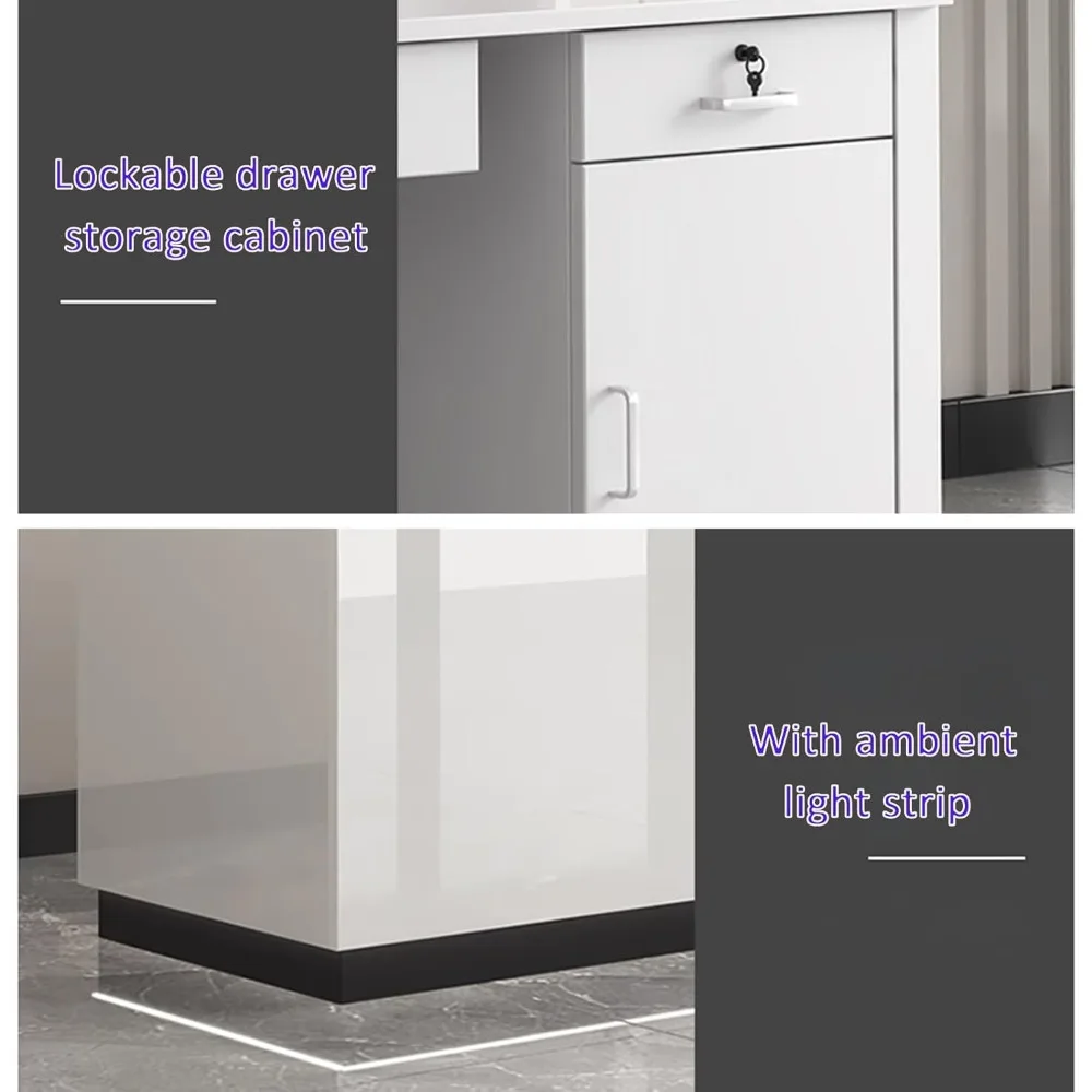 JKGHK Reception Desk, Front Desk Reception Counter with Locking Drawer, Retail Counter with Storage Cabinet, Simple Retail Count