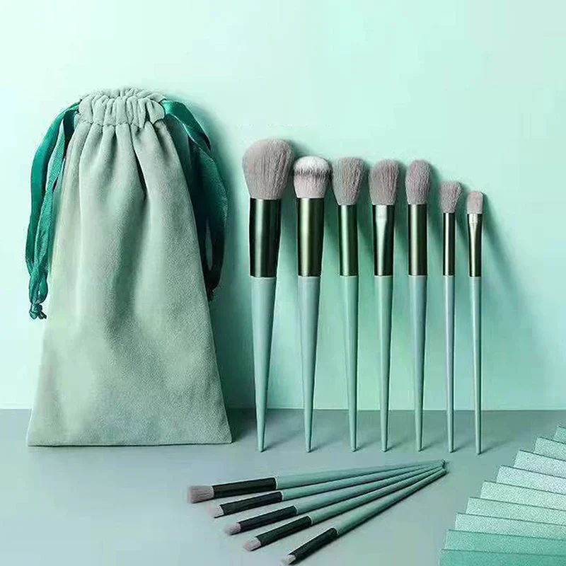 Conjunto de Pincéis de Maquiagem 8/13 Peças: Kit Profissional de Pincéis de Maquiagem para Base, Pó, Sombra e Kabuki – Ferramenta de Beleza para Maqui