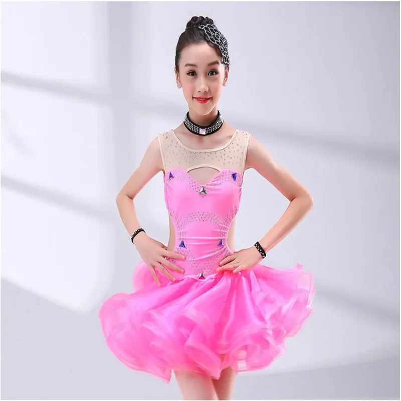 

New Children's Latin Dance Dress Hot Diamond Latin Dance Dress Performance Dress