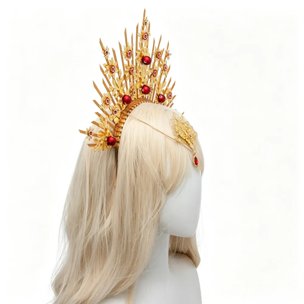 Lolita Halo Angel Headband Virgin Mary Apollo Sun Goddess Gold Spike Halo Headpiece Bride Hair Band Women Hair Accessories - view 4