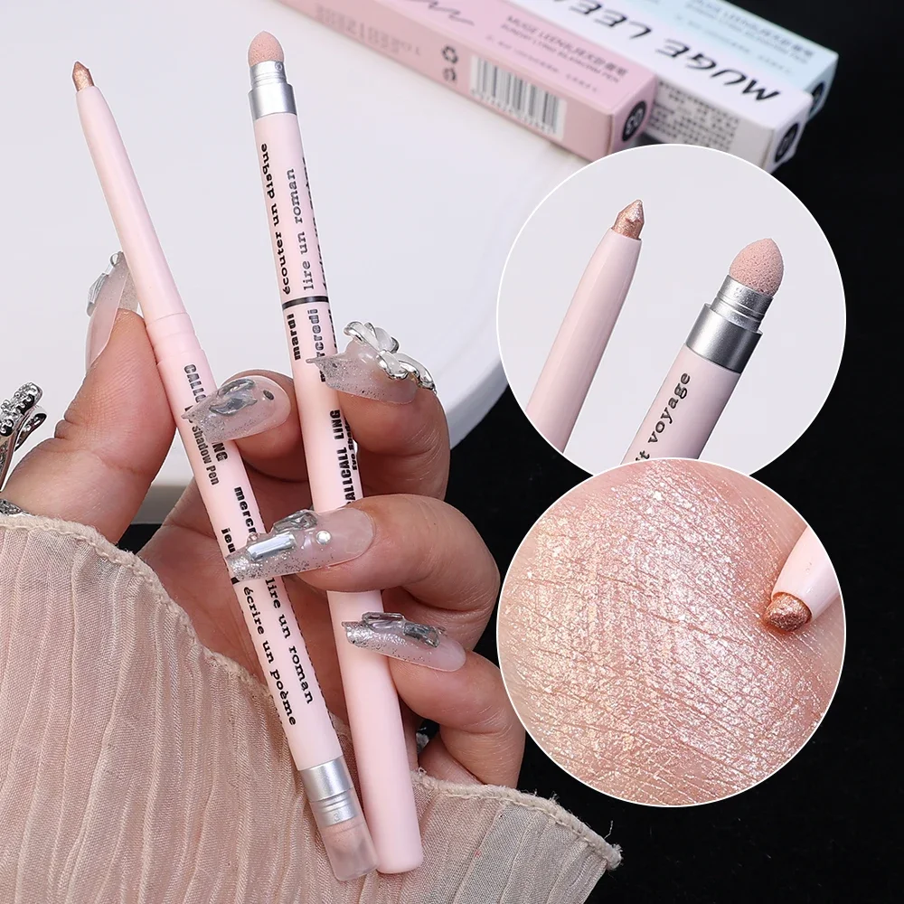 Penna per baco da seta a doppia estremità Dual Pearl Matte Eye Makeup Outline Waterproof Liquid Eye Makeup evidenziatore duraturo cosmetico coreano