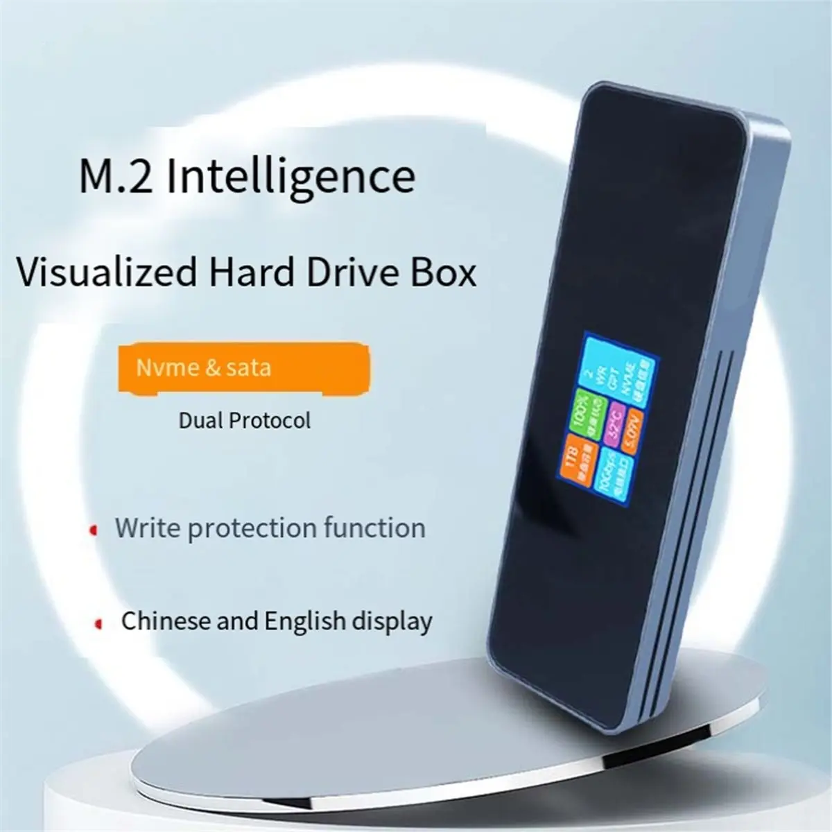 618 Mega Sale Intelligent M.2 Portable Solid State Drive Enclosure with Write Protection Dual Protocol Aluminum Alloy Screen