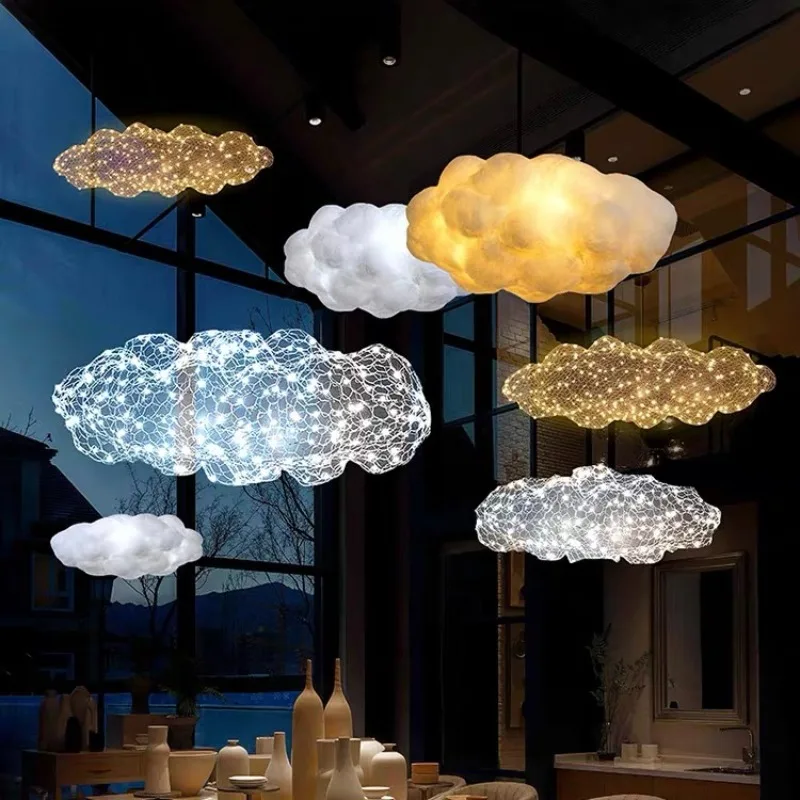 Modern Floating Pendant Lamp Cloud Restaurant Office Bar Lighting Art Hanging Lighta LED Luminaire Café Indoor Home Decoration