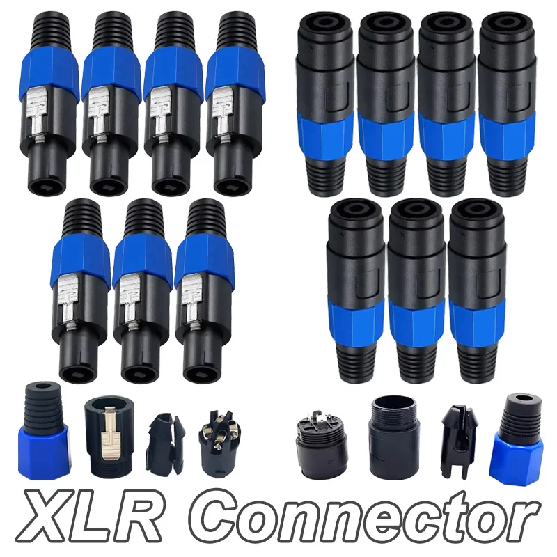 

2/4Pcs Male Plug Female Socket XLR Connector 4 Pin Docking Connector with Locking Terminal for Audio Speaker Compatible Adapter