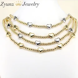 5PCS, 2022 Heart Copper Bead Necklace For Women Gold Plated Necklace Bead Chain Adjustable Gift Party Ladies Jewelry