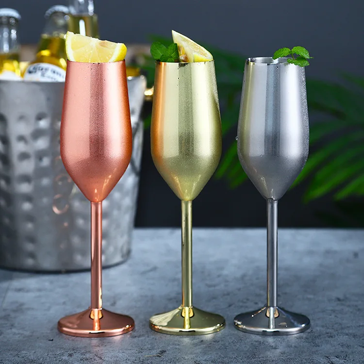 Rose Gold Silver Colored 304 Stainless Steel Red Wine Champagne Goblet for Bar Restaurant Party