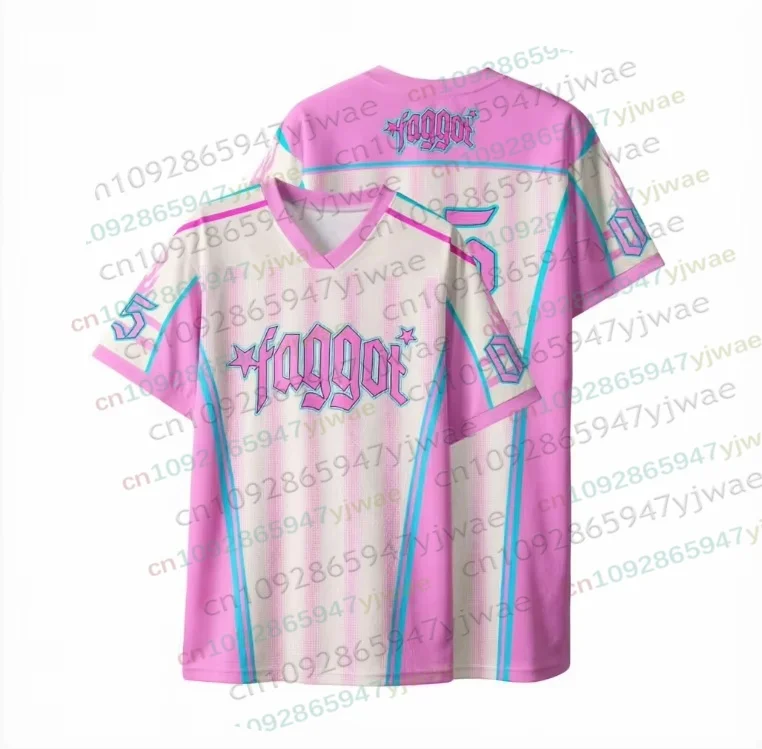 Y2K Hot Girl Coole und Atemberaubende Faggot Stars Pride Sport-Jersey für Männer und Frauen, Street Fashion Hip-Hop Konzert Kurzarm-T-Shirt – Detail 4