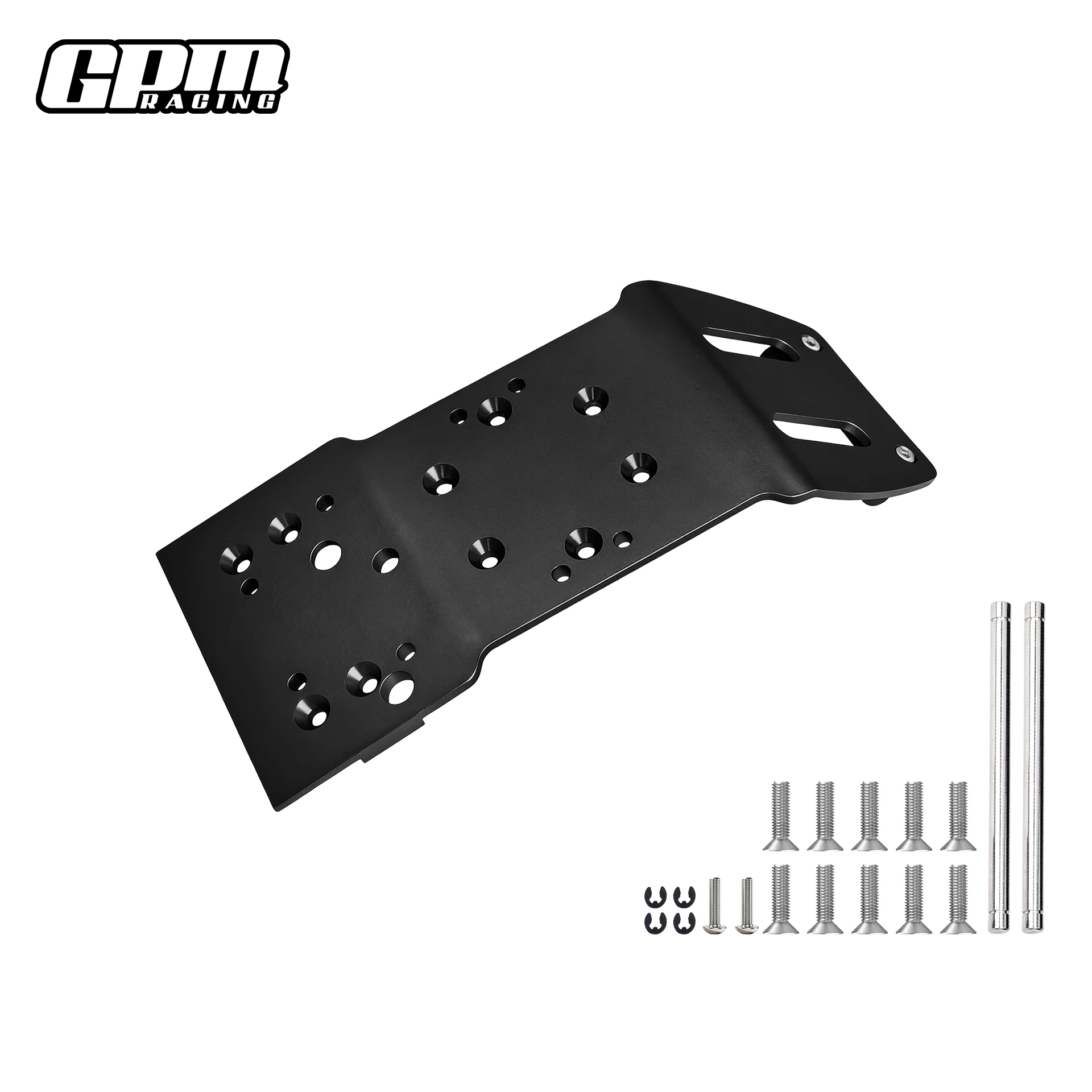 GPM ALLOY FRONT/ REAR SKID PLATE WITH SCREWS & PINS & ALLOY COLLARS - 1PC SET (SAV, SAX) HPI SAVAGE FLUX