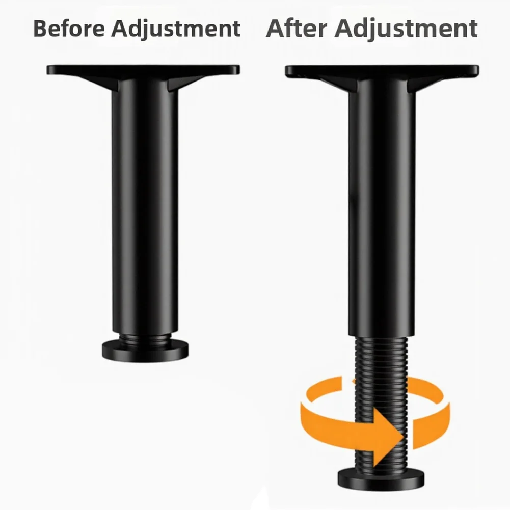 Adjustable Height Bracket Telescopic Bed Beam Support Fixer for Furniture Legs Black 22 cm to 40 cm Plastic Steel