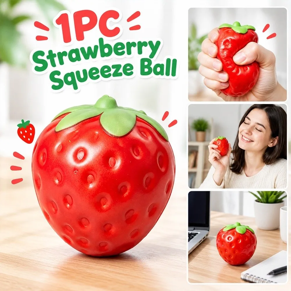 Fruit Shape Strawberry Squeeze Ball Big Soft Stress Relief Toy Funny Anti-stress Squeeze for Adults & Kids​​