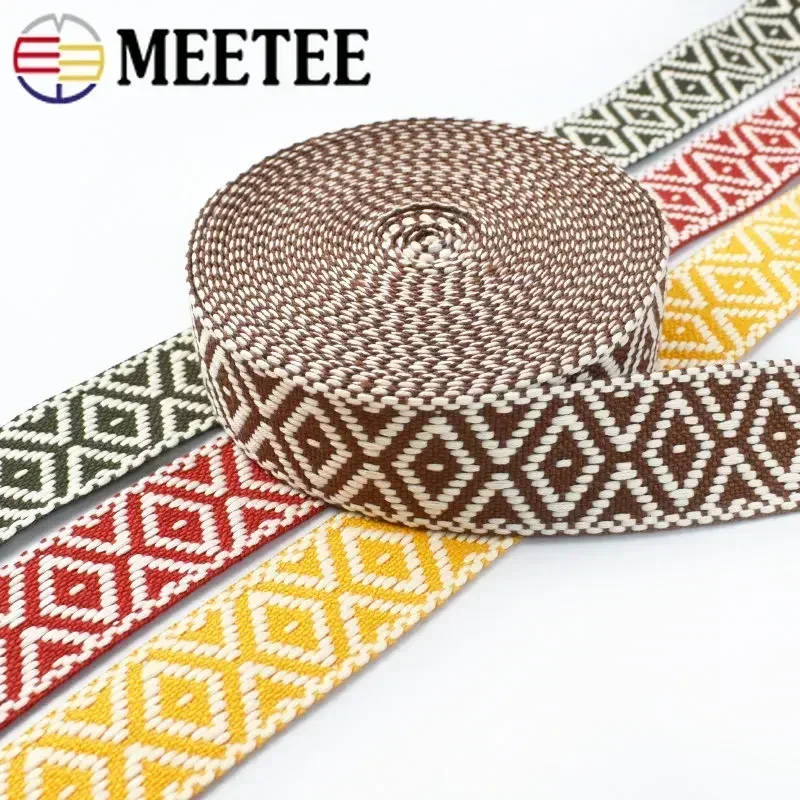 5/10M cotone Jacquard fettuccia 1.5mm di spessore nastro etnico 38mm borsa tracolla bagaglio Decor Bind Tape accessori per cucire fai da te