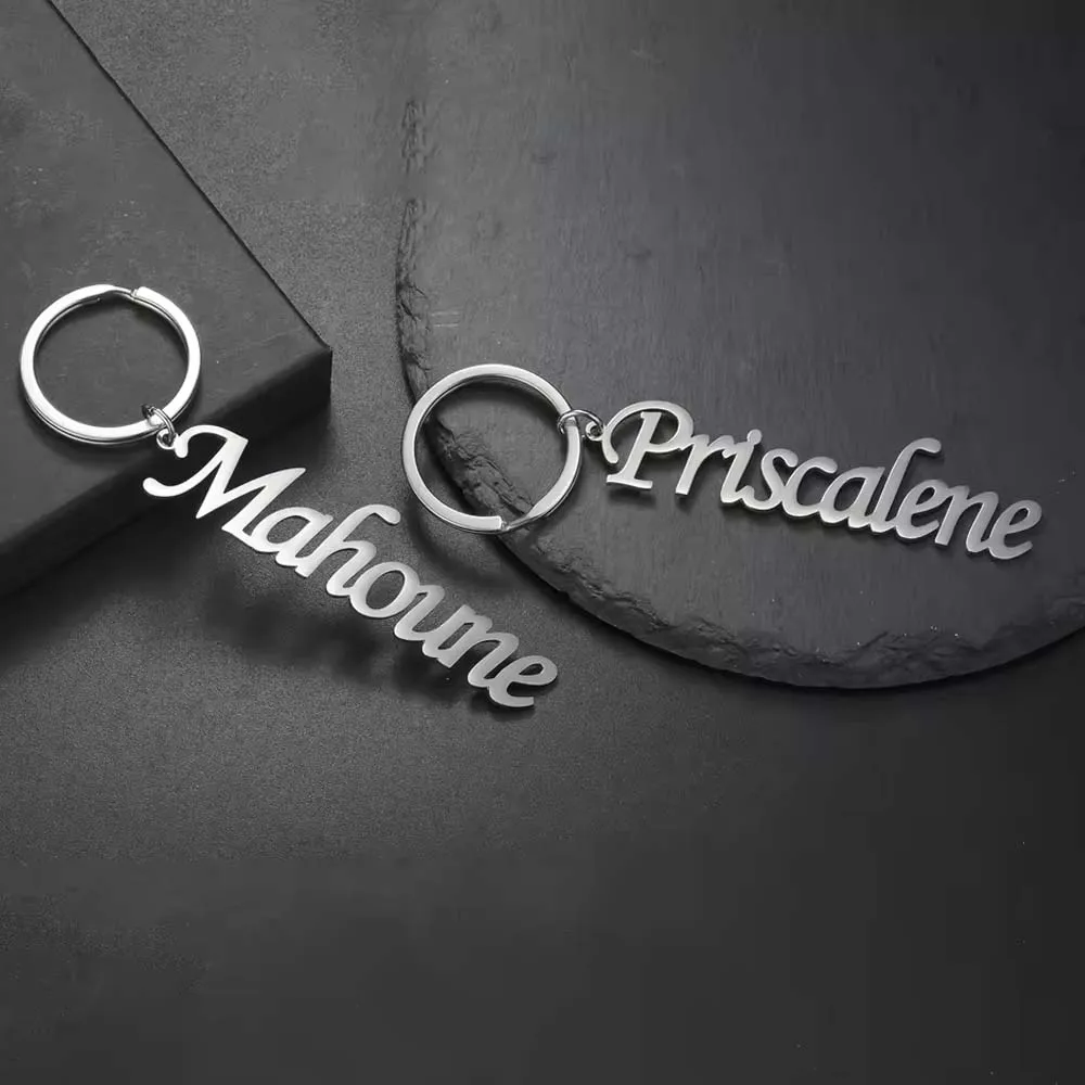 شخصية المفاتيح اسم مخصص شعار سيارة مفتاح سلسلة حلقة هدية للنساء الرجال الأب الأسرة زوجين مجوهرات من صلب لا يصدأ #3
