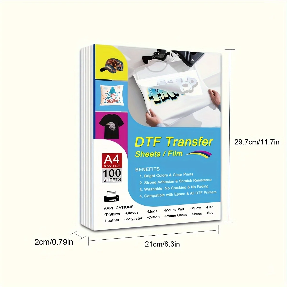 A4 DTF PET Film DTF Transfer Film 100 Sheets A4 for DYI Direct on T-Shirts Bags DTF PET Heat Transfer Paper