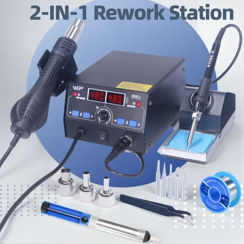 WEP 750w Soldering Station 2-in-1 Soldering Iron Kit Rework Station for Phone Repair PCB SMD BGA Welding