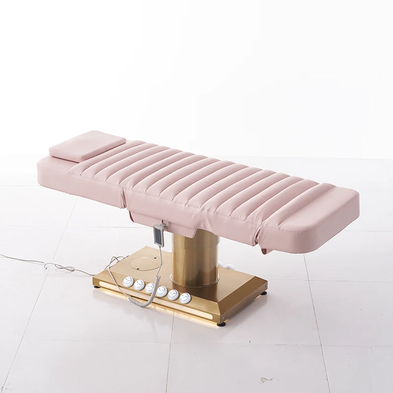 Gold Esthetician Massage Table Eye Lash Bed Modern Salon Furniture 3 Motors Electric Pink Cosmetic Spa Beauty Facial Bed