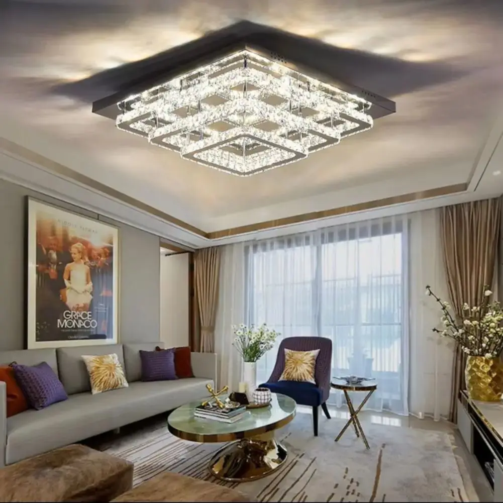 Modern LED Ceiling Light Crystal Chandelier Lamp, 70CM Cool/Dimmable White