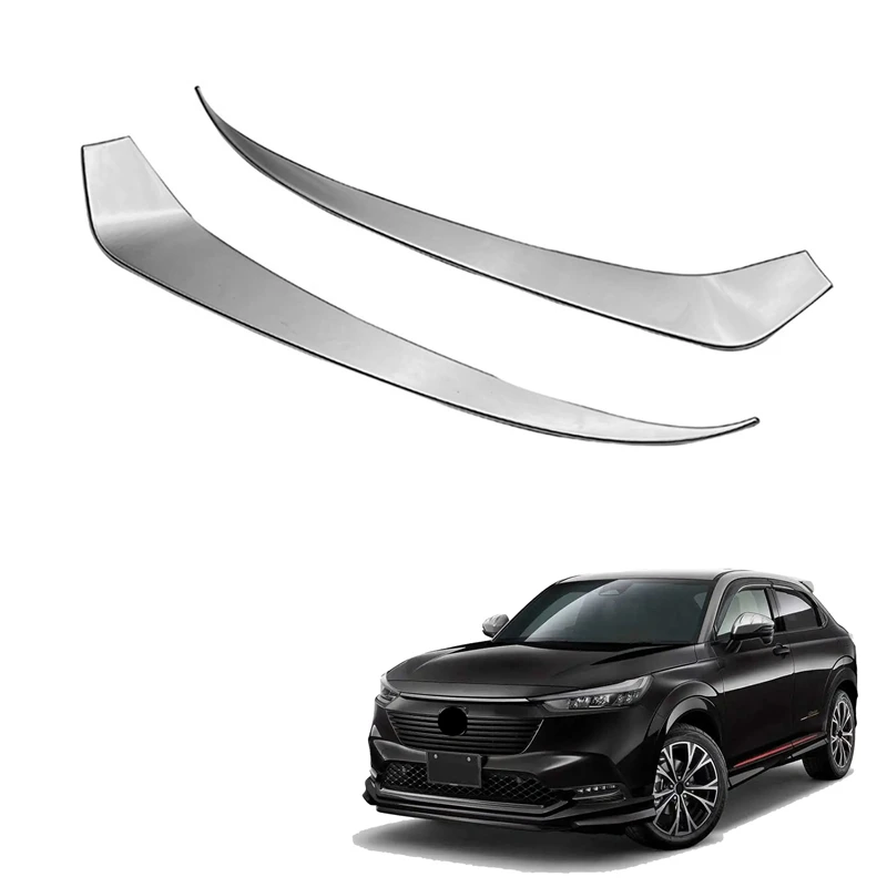 For Honda HRV HR-V Vezel 2021 2022 ABS Chrome Front Headlight Lamp Cover Garnish Strip Eyebrow Cover Trim