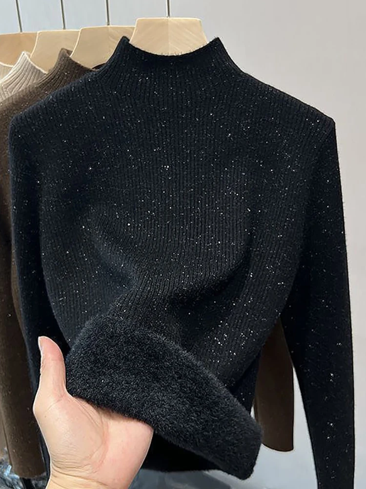 

Thiened теплый вязаный свитер женский с высоким воротником цельный Fce осень-зима яркий Tead Faionable Base irt Top