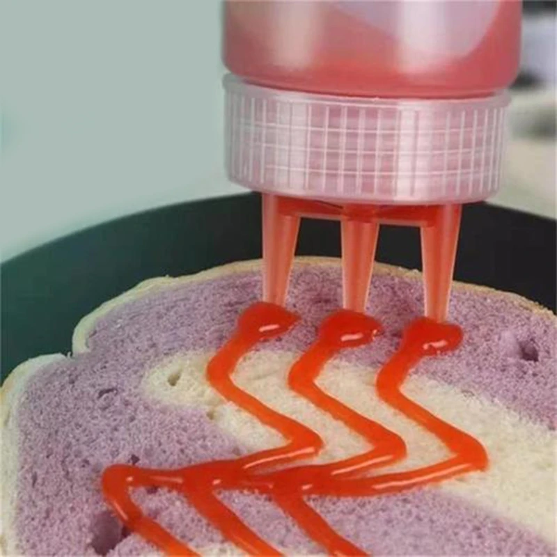 3-Head Squeeze Condiment Bottles Sauce Bottle With Lids Oil Bottle Kitchen Accessories PE Material For Kitchen