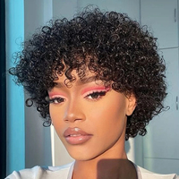 #2 #4 Short Afro Curly Pixie Cut Human Hair Wig 1B Cheap Daily Use Wig For Beginner Friendly Put On And Go Natural Black Color