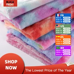 Tessuto colorato in velluto tie-dye Addensare Panno in peluche di coniglio Tessuto di velluto Poliestere Flanella corta Quilting cucito fatto a mano fai-da-te