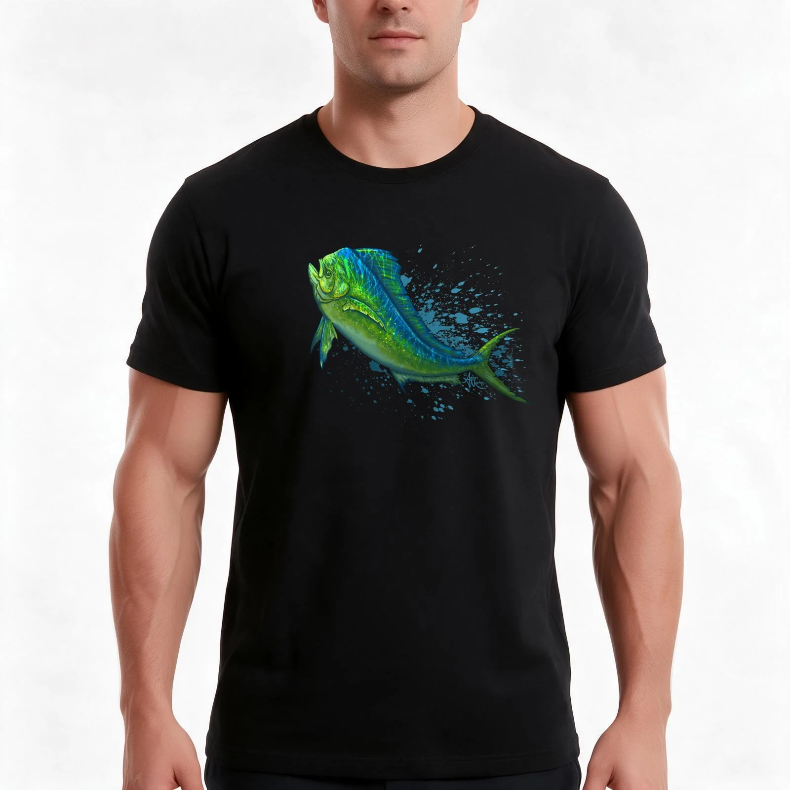 El Dorado by Amber Marine ~ mahi mahi / dolphin fish art, ? 2015 T-Shirt, Summer Casual Cotton Tee, Oversized Streetwear Tops