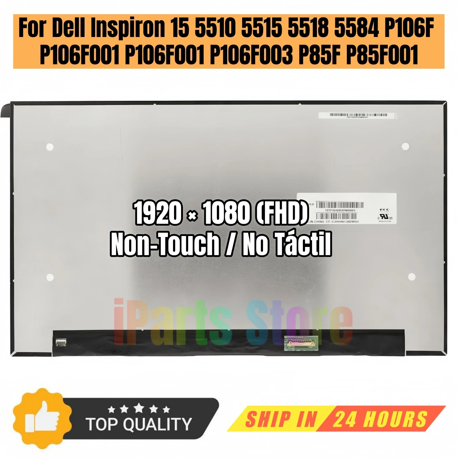 iParts Replacement Display for Dell Inspiron 15 5510 5515 5518 5584 P106F P106F001 P106F003 P85F P85F001 LCD Screen Non-Touch