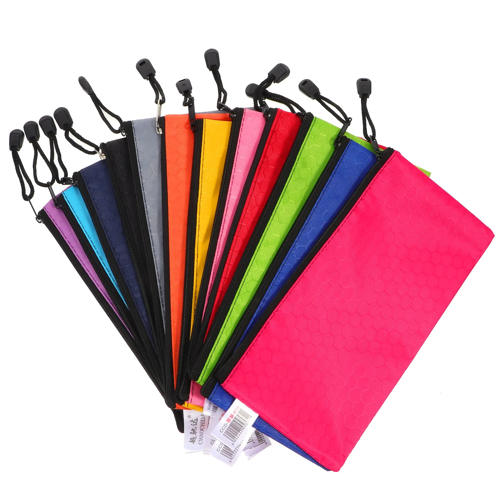 

12Pcs A6 Storage Pouch Multi-Use Stationery Organizer Zipper File Bag for Tickets Pens Keys Lightweight Portable