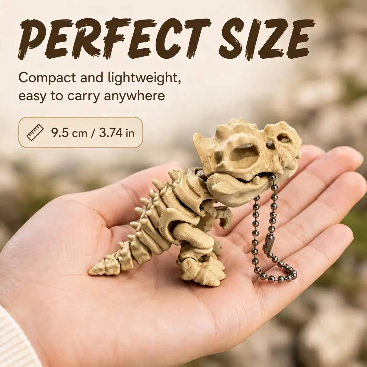 3D Printed Tyrannosaurus Rex Skeleton Model – Rotatable Joints, Decor & Fidget Toy, Dinosaur Gift for Kids’ Birthdays, Keychain