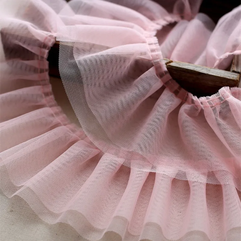 Soft Pleated Double Layer Tulle Lace Clothing Home Textile Fabric Accessories DIY Kids Puff Skirt Ruffle Cuff Sewing Decoration