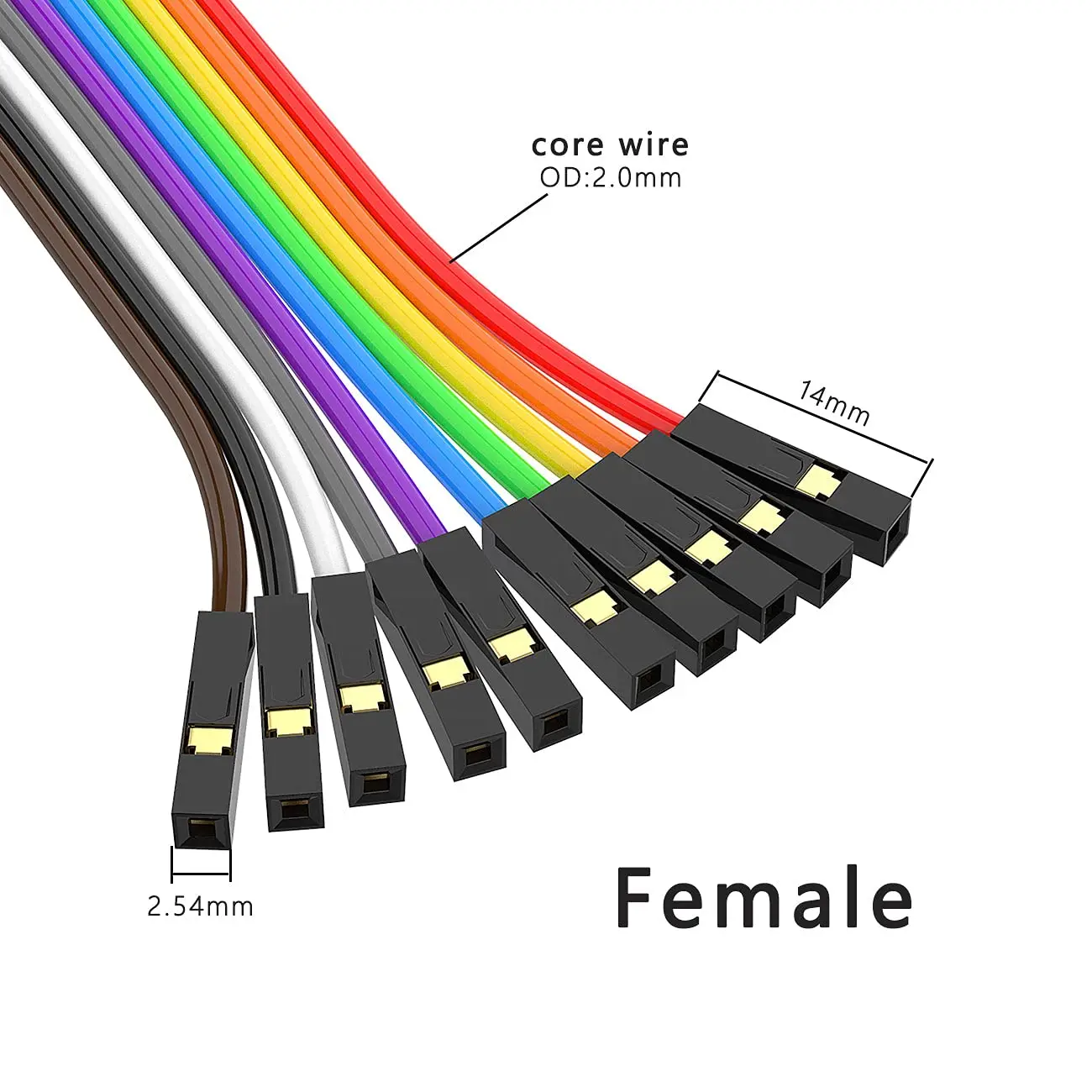 Pure copper dupont wire thickened 28 core female to female male to female color cable 2.54 terminal connection wire gold-plated