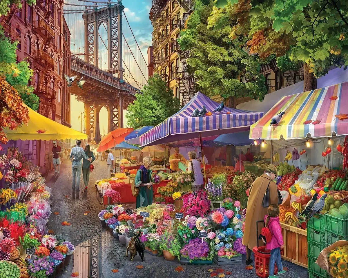 

Деревянный пазл Flower Market, 1000/500/300 шт., головоломка, сложные семейные игры для игровой комнаты, спальни, гостиной